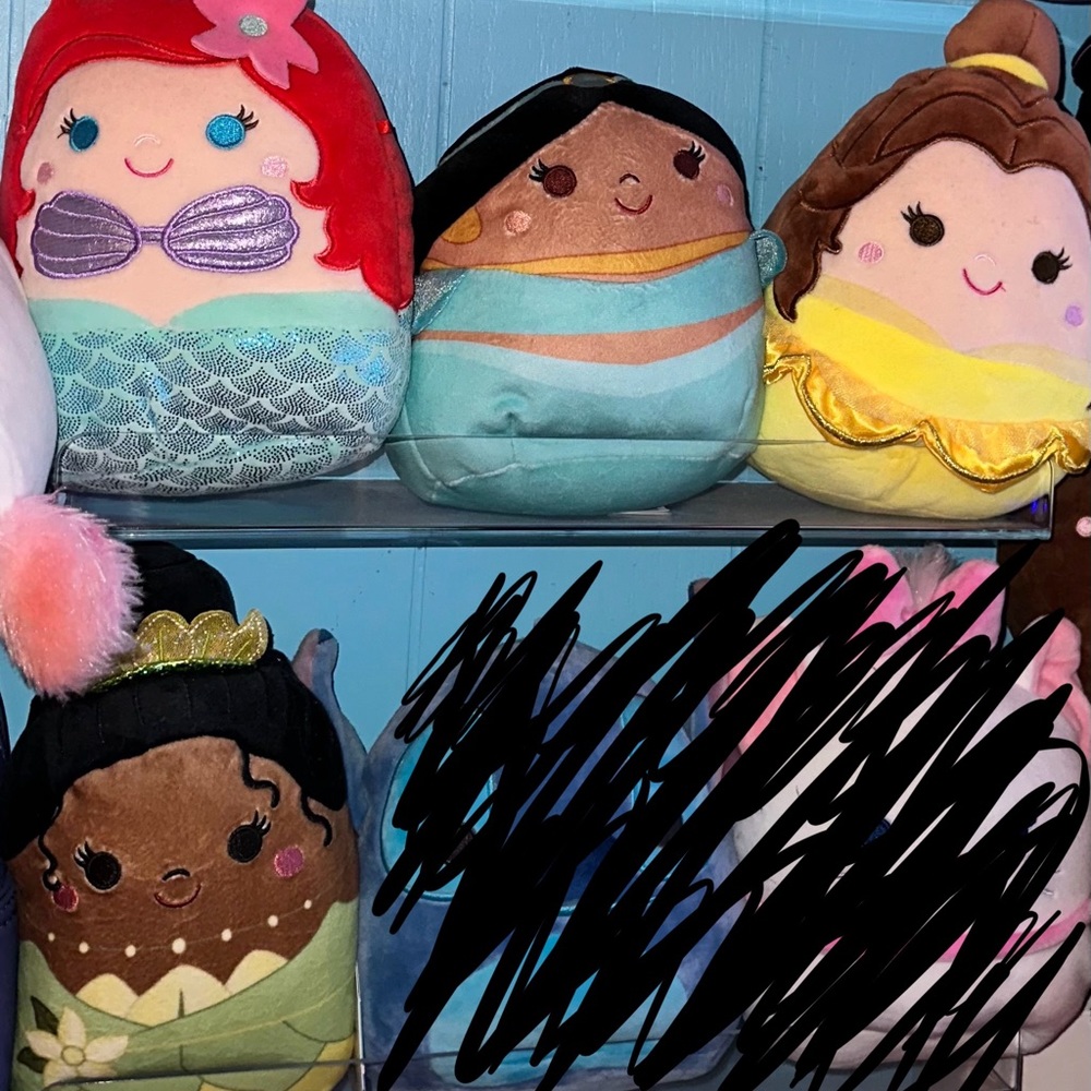 4 Disney Princess Squishmallows (Belle, Ariel, Jasmine, Tiana)